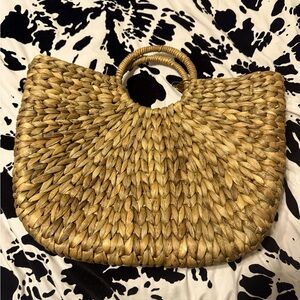 Woven Straw Top Handle Bag